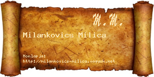 Milankovics Milica névjegykártya